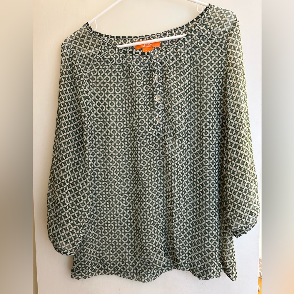 Joe Fresh Green Patterned Blouse